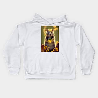 Cute quokka with Australian wild flowers v4 Kids Hoodie